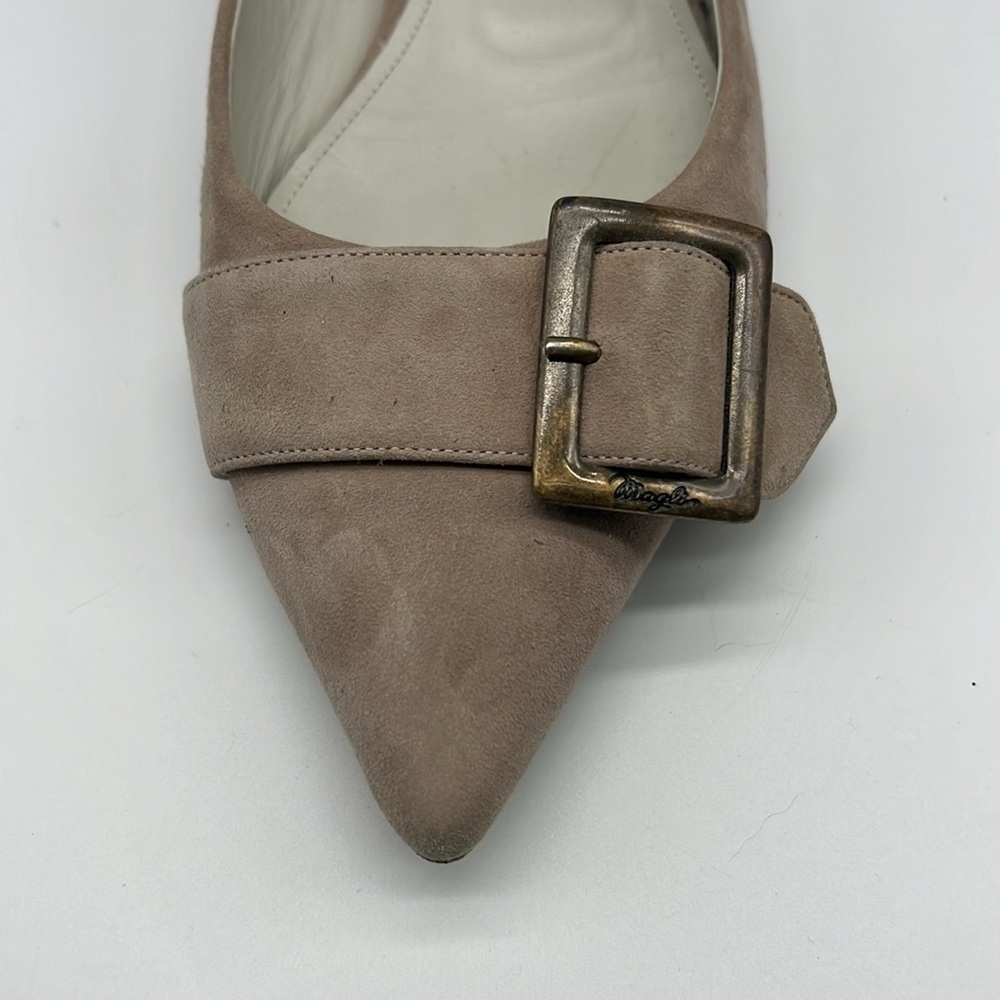 Brunomagli - Suede Light Grey Pointed Toe Buckle Made In Italy Ballet Flats 37.5 - Picture 13 of 16